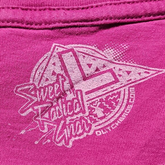 Sweet Radical Girls T-Shirt Size Large Fuchsia Graphic Kick It Uncle Sam Design - Picture 4 of 5